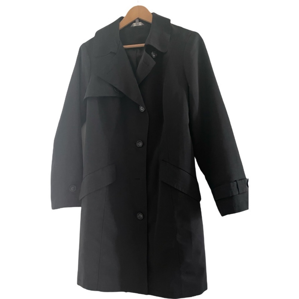 Marks and Spencer Black Rain Mac in a trench coat style with belt. UK14